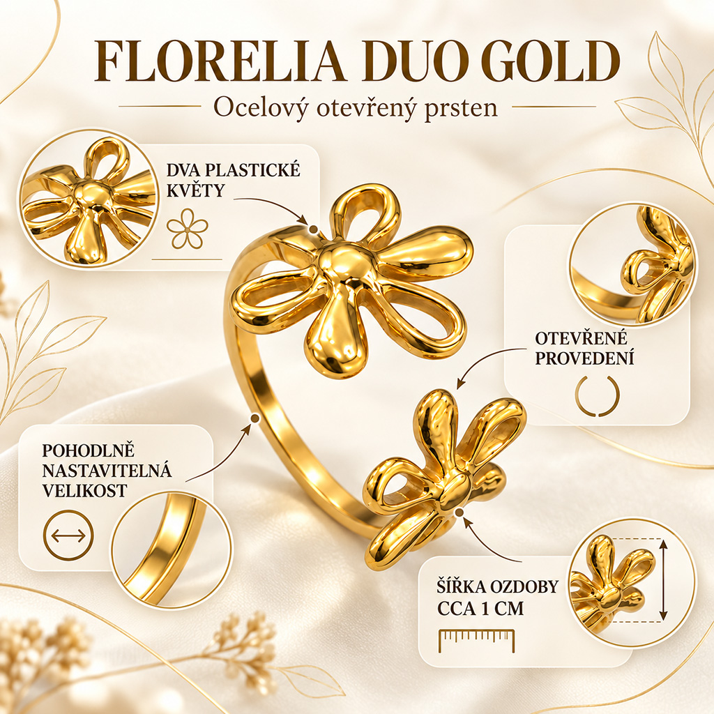Dámský ocelový otevřený prsten Florelia Duo (6)